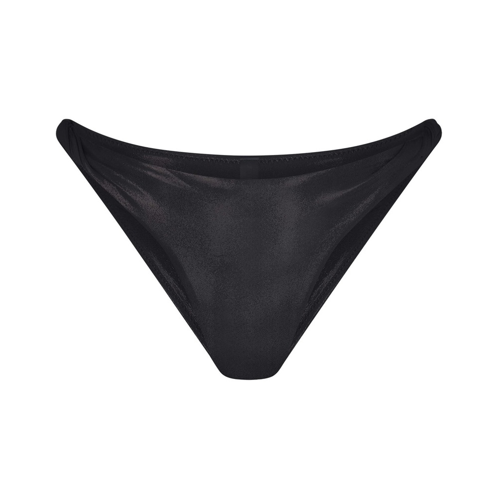 🖤SKIMS LIQUID SHINE SWIM TWISTED MID COVERAGE BIKINI BOTTOM ONYX XS - Picture 4 of 6